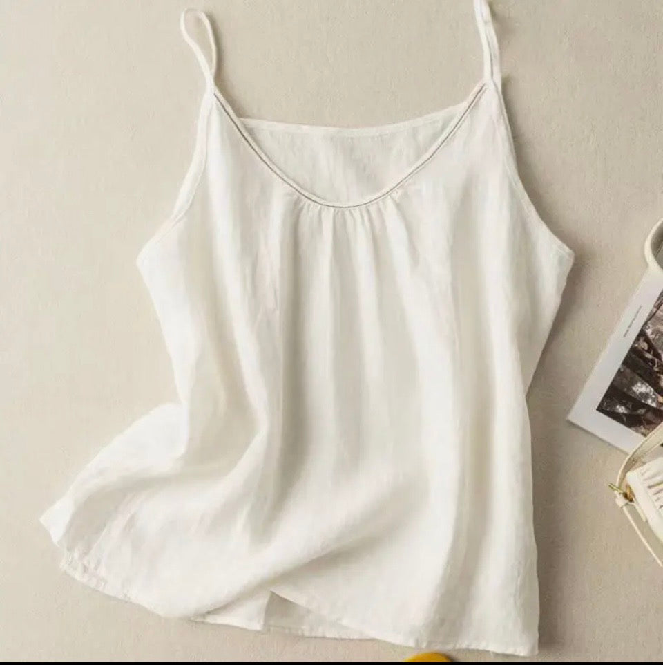 COTTON LINEN CAMI WHITE