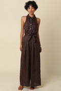 EVE BELTED LINEN JUMPSUIT