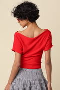 Angela Boat Neck Cinched Tee