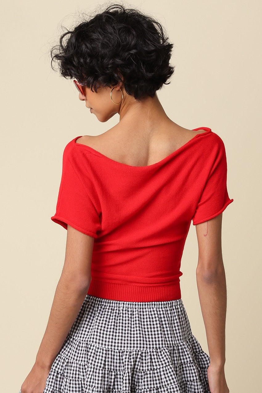 Angela Boat Neck Cinched Tee