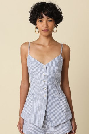 VERA LINEN BUTTON FRONT TOP/SHORT