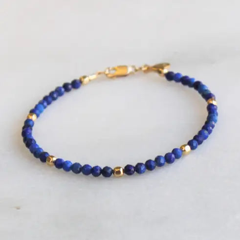 NATURAL LAPIS BEADED BRACELET